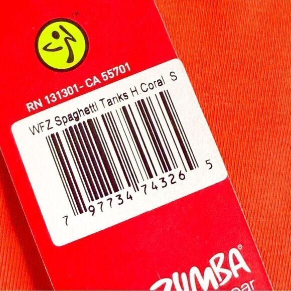 Zumba NWT! Wild for Zumba Spaghetti Strap Tank Coral Reversible Dance Fitness S - Picture 5 of 5